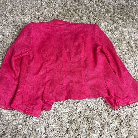 Lena Gabrielle Vintage 100% Linen Pink Fuschia Ruffle Jacket Size 4 #0449 - Picture 15 of 16